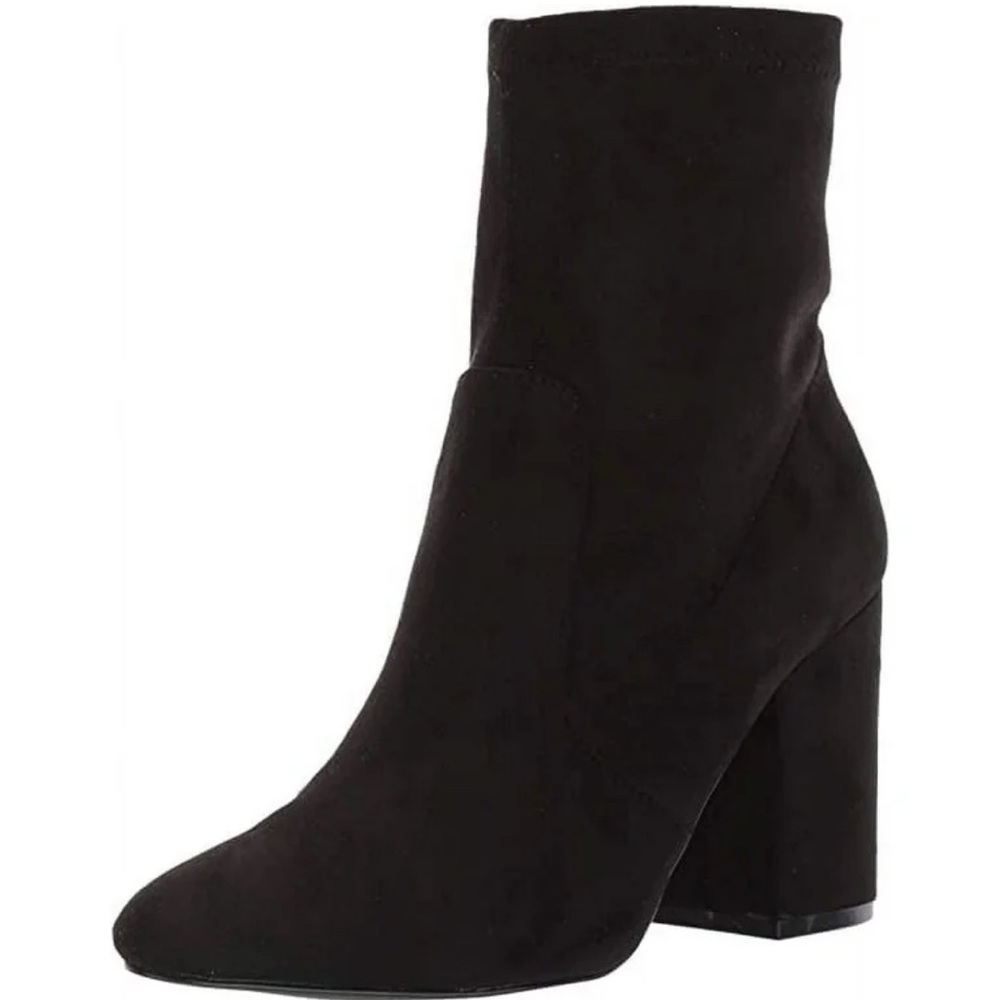 Steve Madden Revolution Black Ankle Boots Size 9.5 Chunky Block Heel Classic